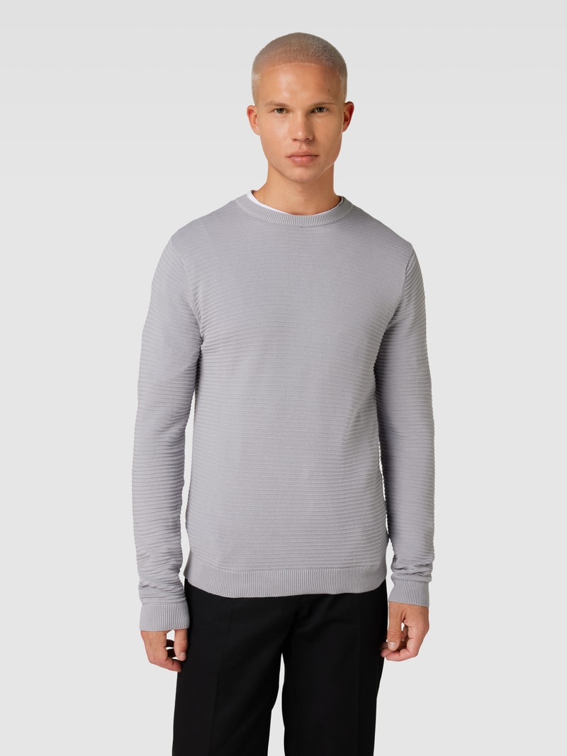 Strickpullover im fein strukturierten Design Modell 'WILLIAM' in hellgrau