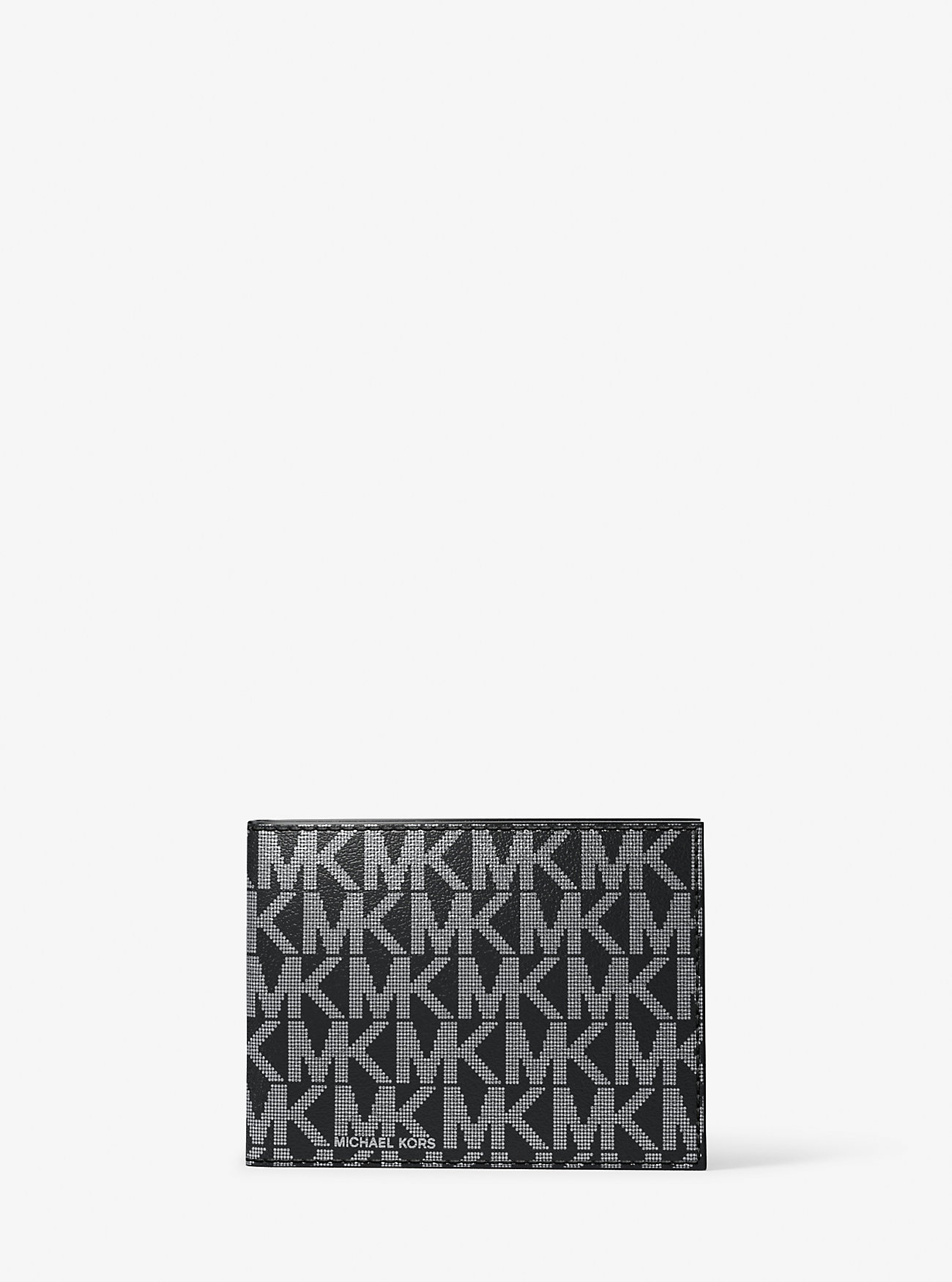 Hudson Metallic Signature Logo Billfold Wallet With Passcase - BLACK