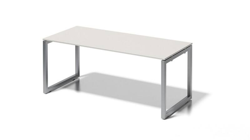 Cito Schreibtisch, 740 mm höhenfixes O-Gestell, H 19 x B 1800 x T 800 mm, Dekor grauweiß, Gestell silber