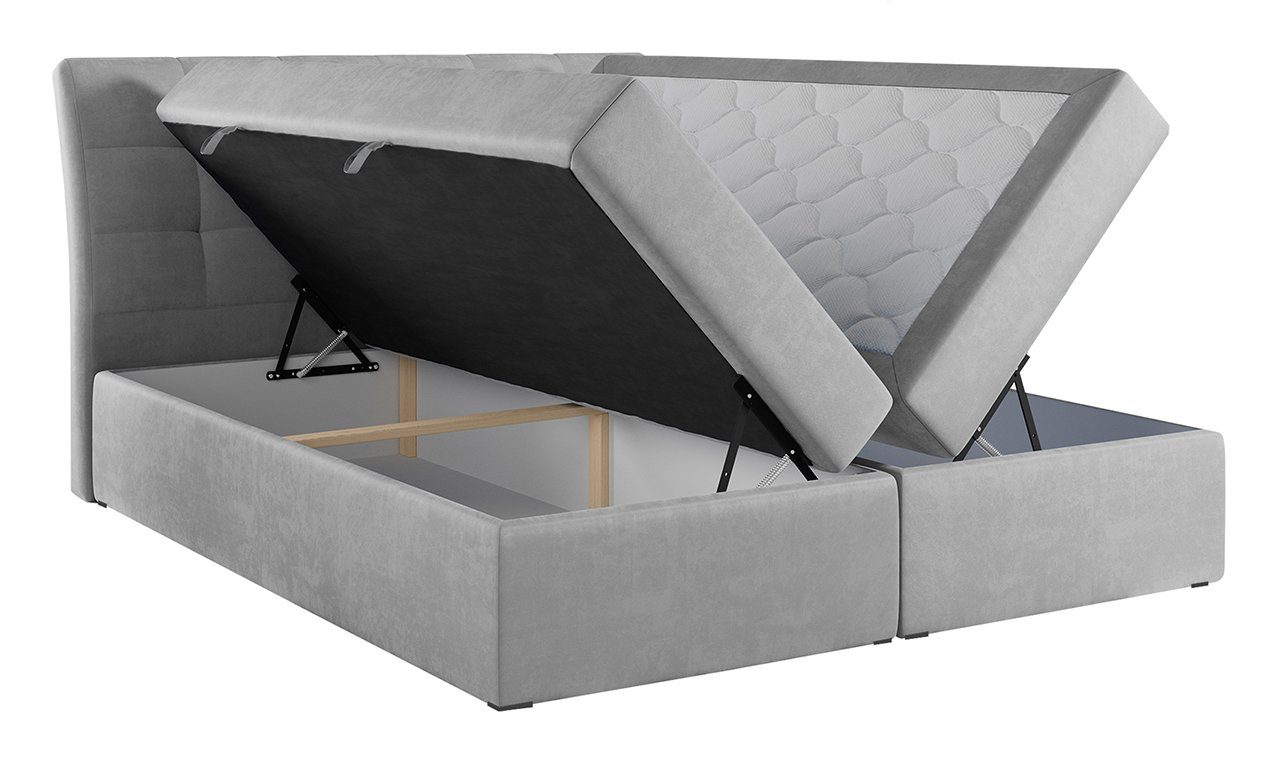 MKS MÖBEL Boxspringbett DIEGOS, Bett mit Bettkasten und Kopfteil, Polsterbett mit Multipocket-Matratze