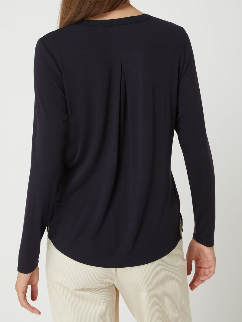 Blusenshirt aus Krepp in marineblau