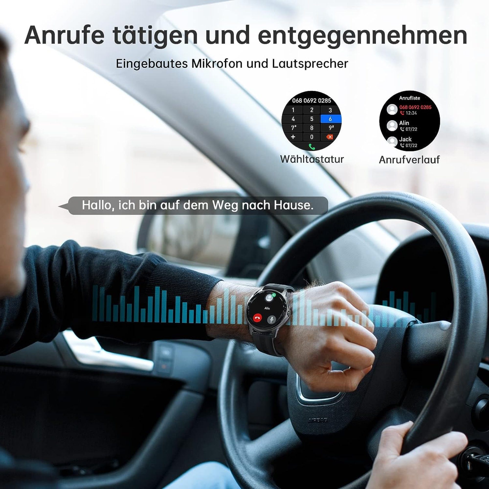 Manike ZL50 Elegant Blutdruckmonitor Herzfrequenzmessung Bluetooth Call Smartwatch (4,3 cm/1,69