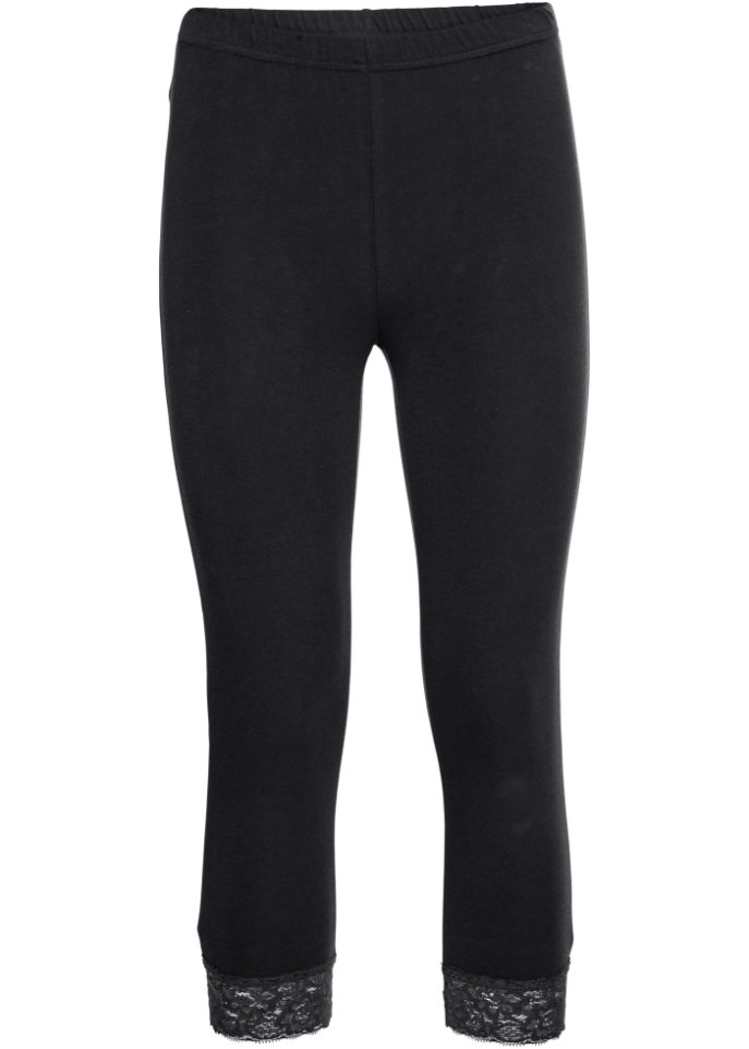 Capri Schlaf Leggings mit Spitze