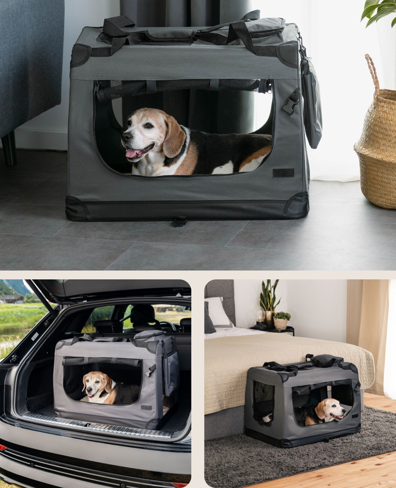 Lionto Transportboxen & Gitterboxen Lionto Hundetransportbox - faltbar - grau L