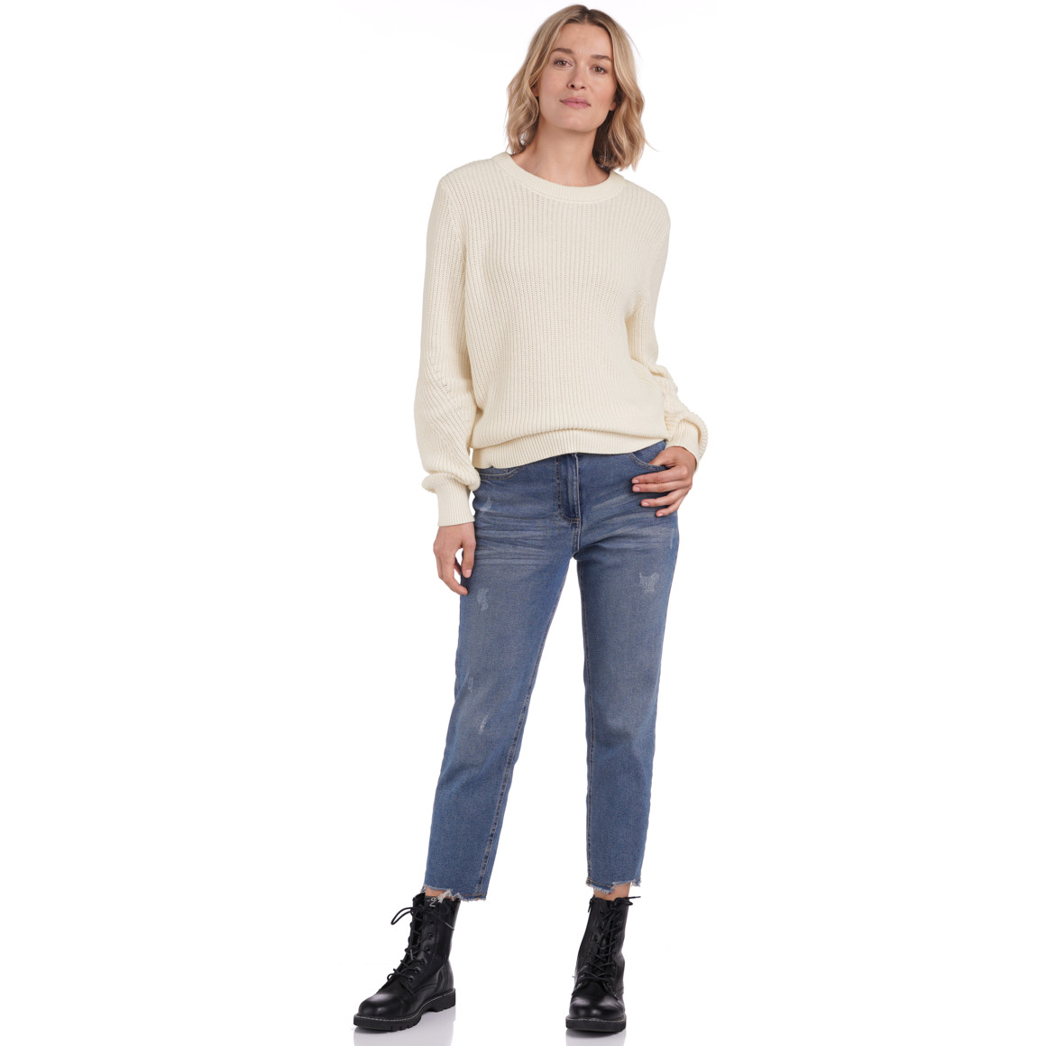 Damen Strickpullover mit Rundhalsausschnitt