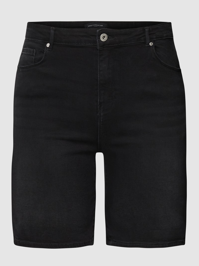 PLUS SIZE Jeansshorts im 5-Pocket-Design Modell 'CARLA' in schwarz