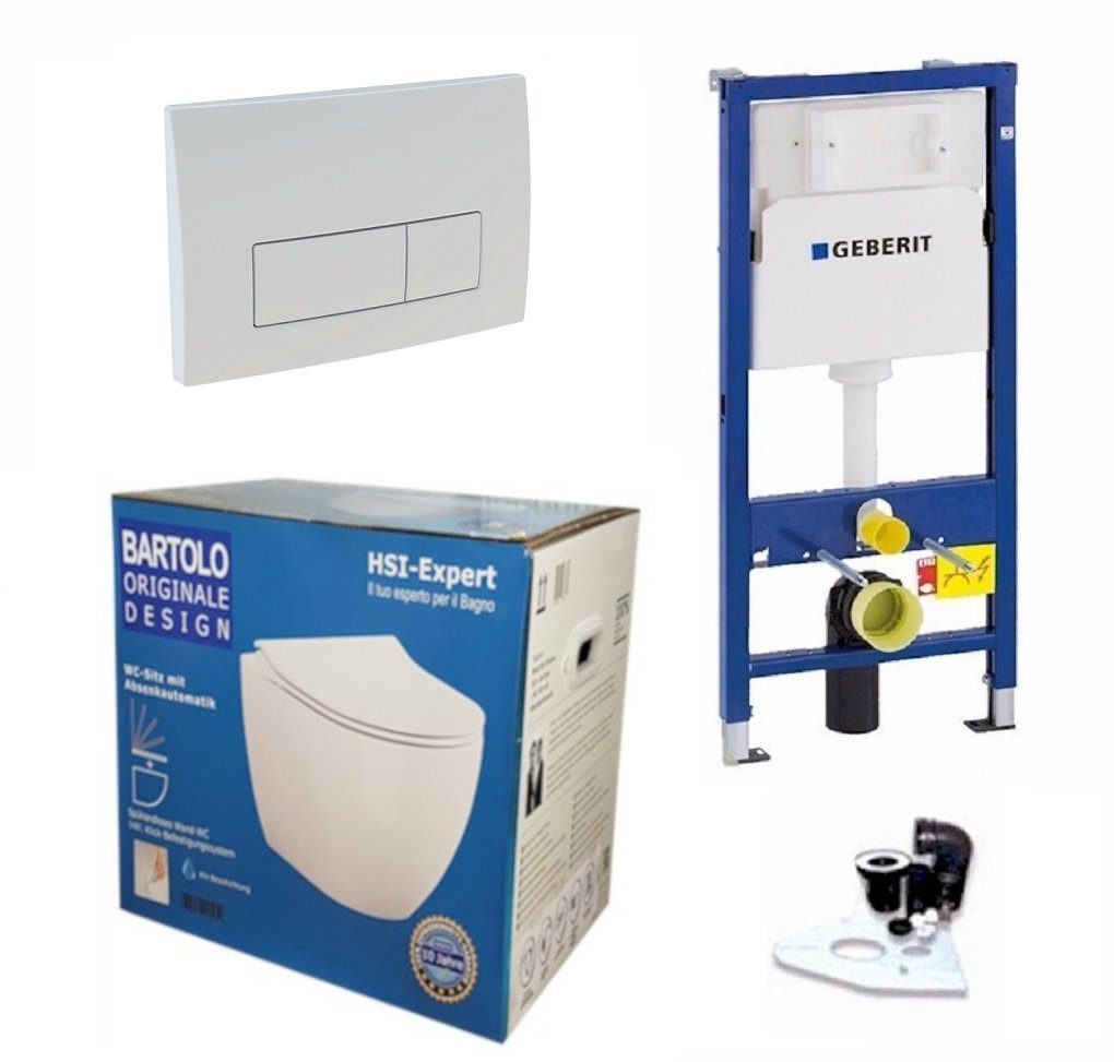 GEBERIT Vorwandelement WC Vorwandelement Bartolo WC spülrandlos Komplettset, Komplett-Set