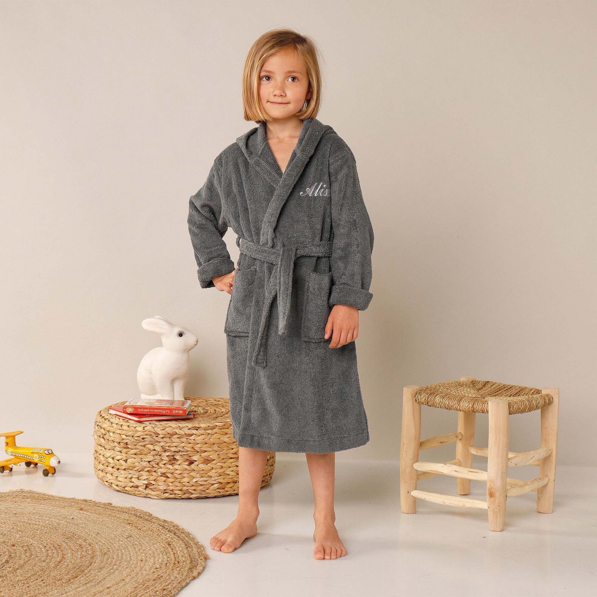 Peignoir de bain enfant personnalisable chat à capuche