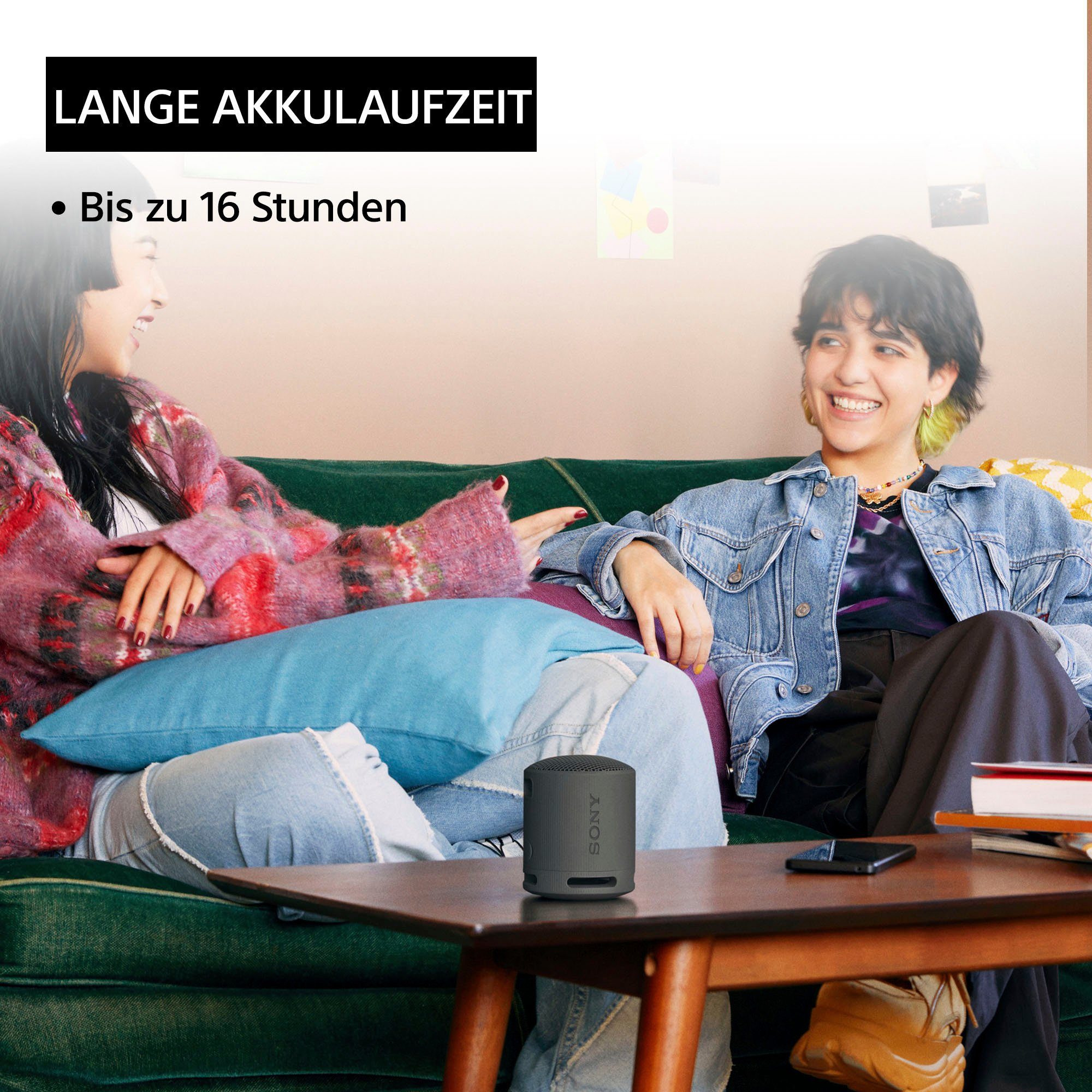 Sony SRS-XB100 Stereo Bluetooth-Lautsprecher (Bluetooth, Kabellos, wasser- und staubdicht, 16-Std.-Akku, umweltfreundlich)