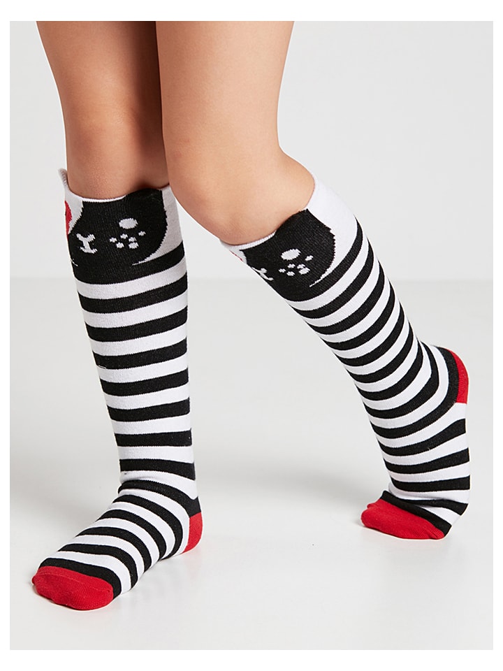 Denokids 2er-Set: Kniestrümpfe in Schwarz/ Weiß/ Rot günstig kaufen