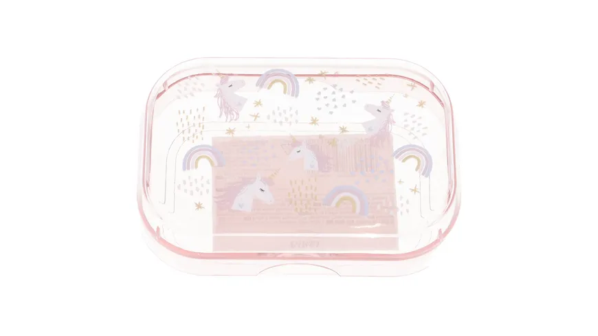 PARSA Beauty Seifendose rosa mit Einhorn und Regenbogen