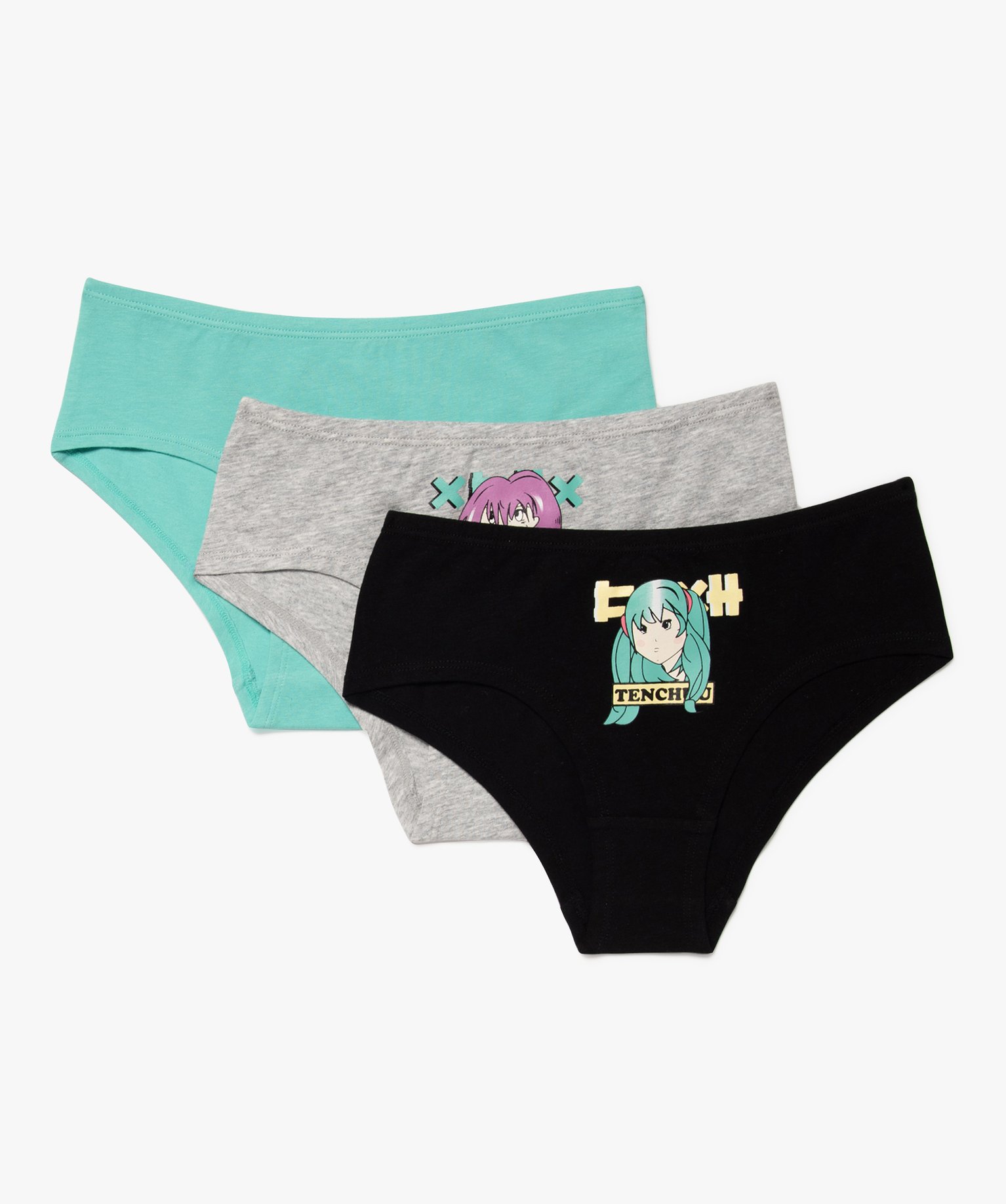 Shorties à motif manga en coton extensible fille (lot de 3) multicolore | GEMO