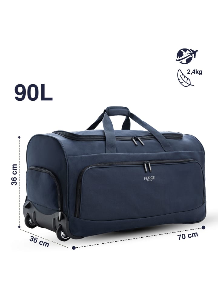 FERGÉ Reisetasche mit Rollen wasserabweisend Reisetasche mit Rollen groß Paris in blau günstig kaufen onesize