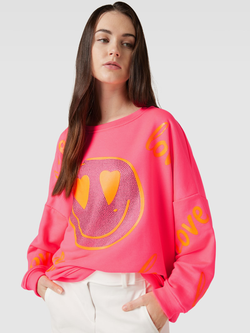 Sweatshirt mit Motiv-Print Modell 'LOVE HARDFACE' in pink
