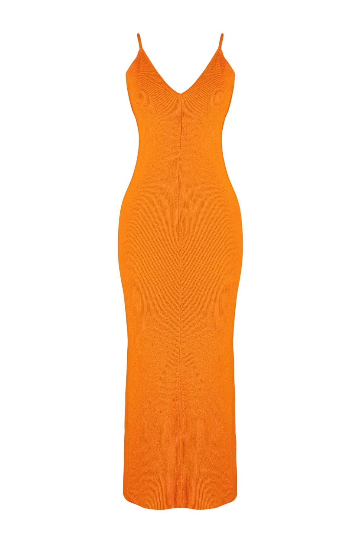 Trendyol Collection  Orangefarbenes Maxi-Strick-Basic-Kleid TWOSS20EL1574