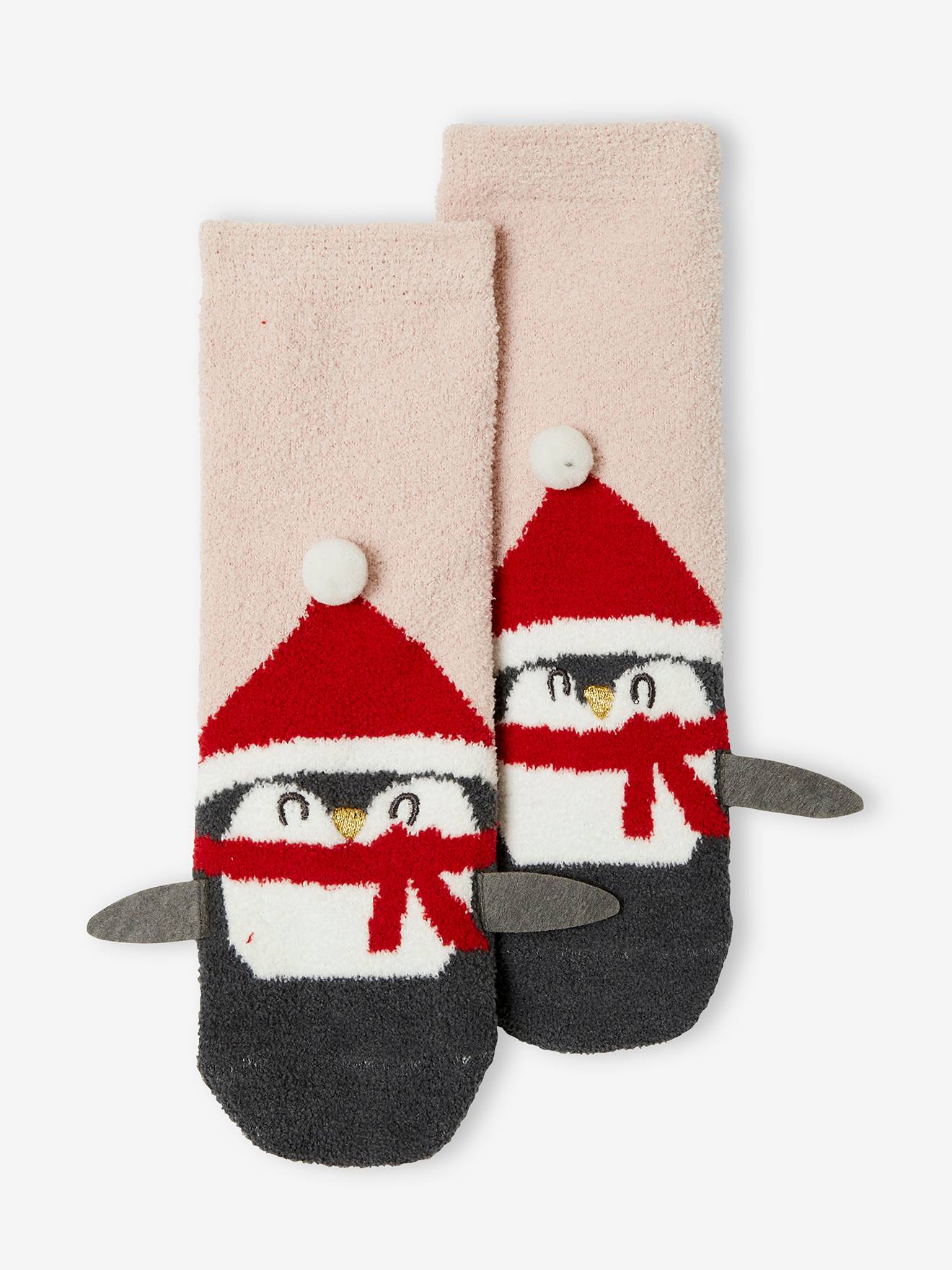 Coffret Noël pyjama + chaussettes fille Cosy Christmas ivoire chiné