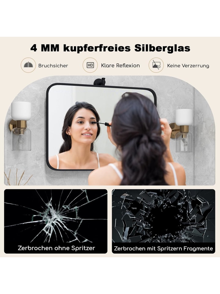 COSTWAY Wandspiegel 76,5x56cm in Schwarz günstig kaufen onesize