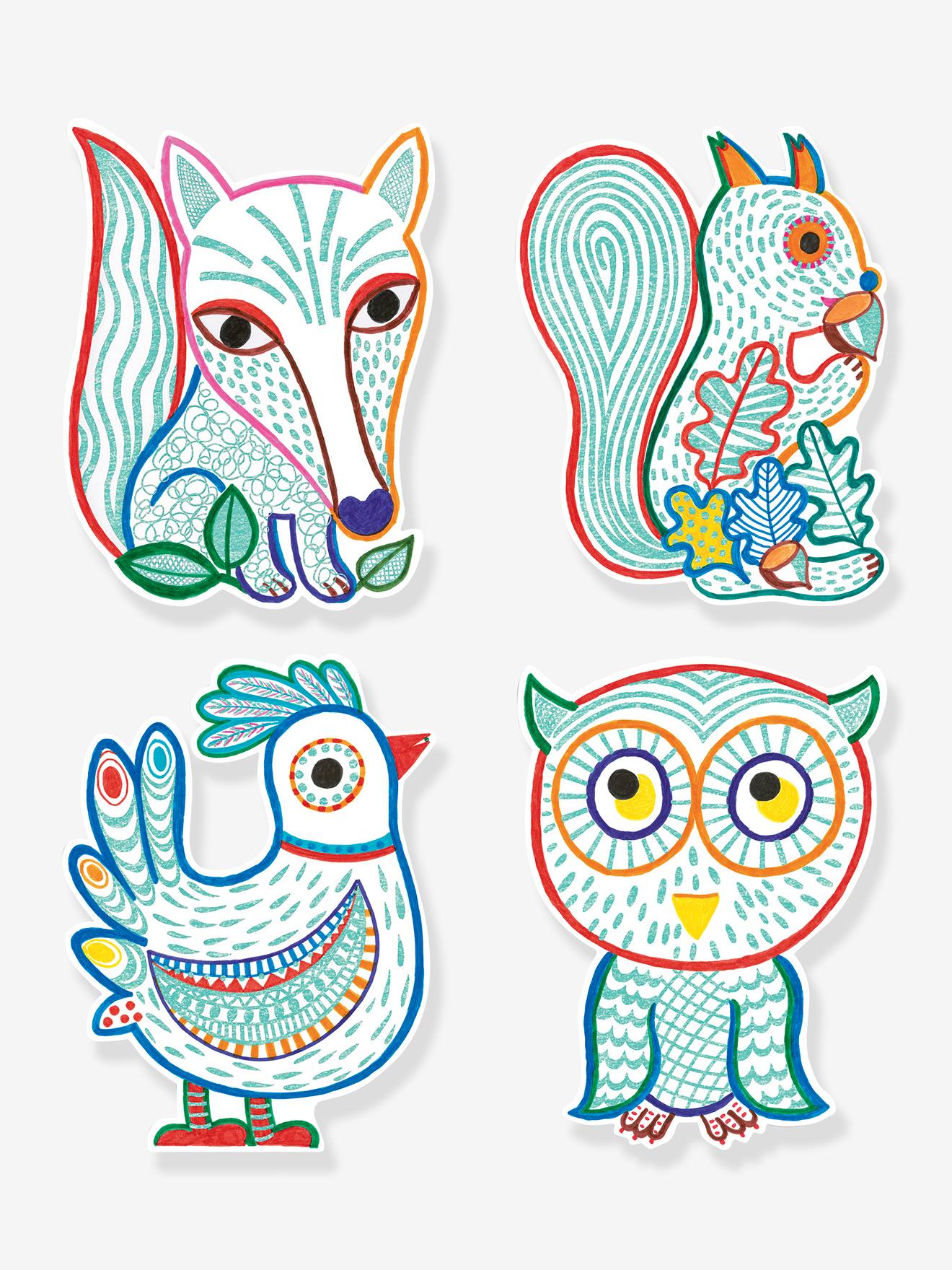 Djeco 12er-Set Kinder Zaubermalbilder DJECO - mehrfarbig