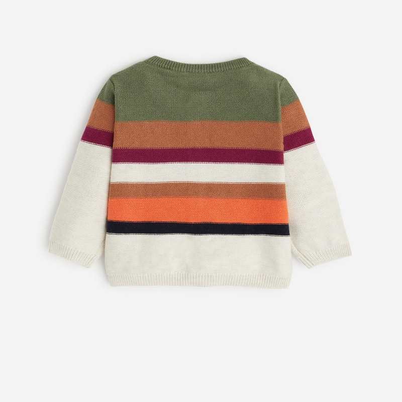 Gilet rayé bébé garçon en coton recyclé gris Catimini