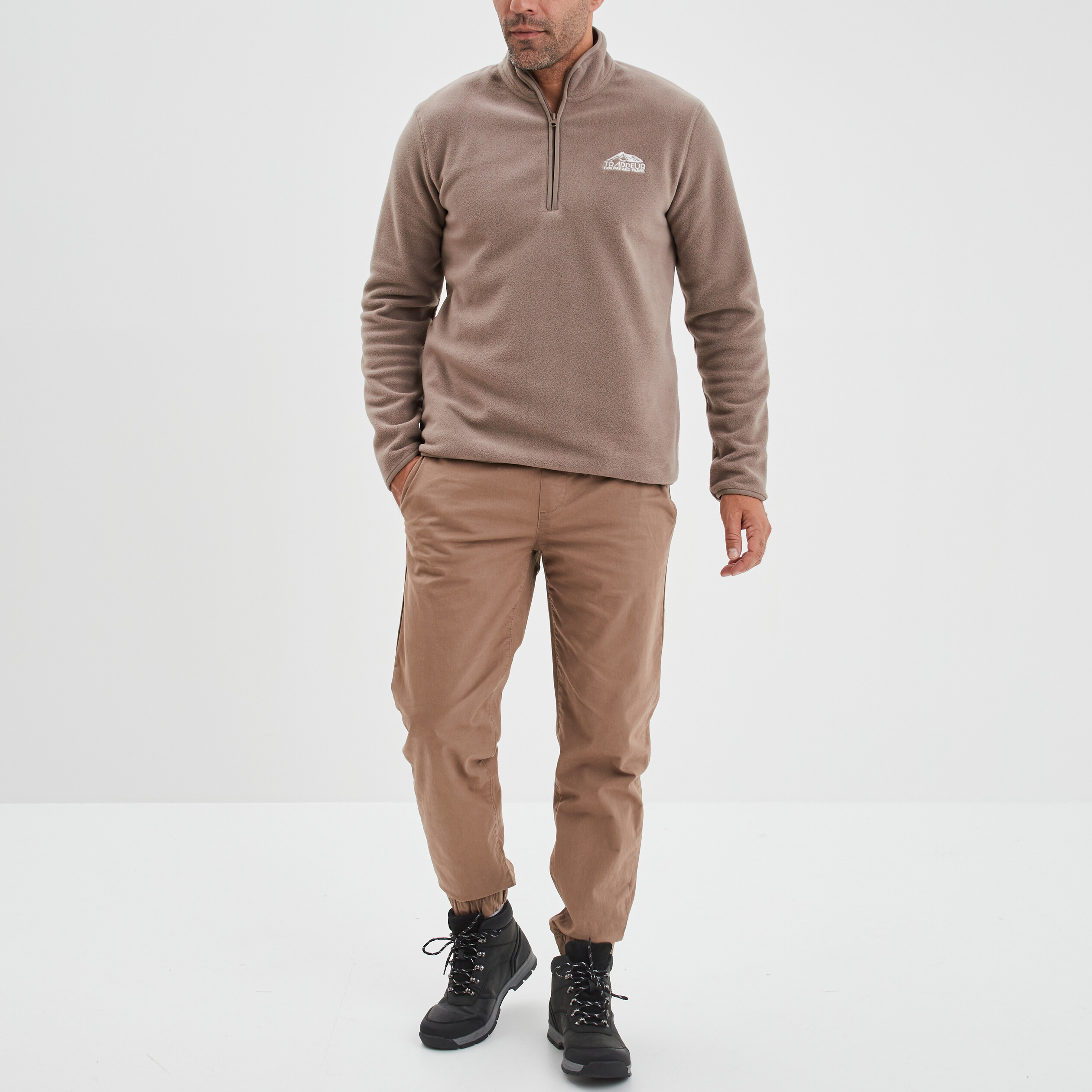 Sweat polaire camionneur Trappeur marron homme | La Halle