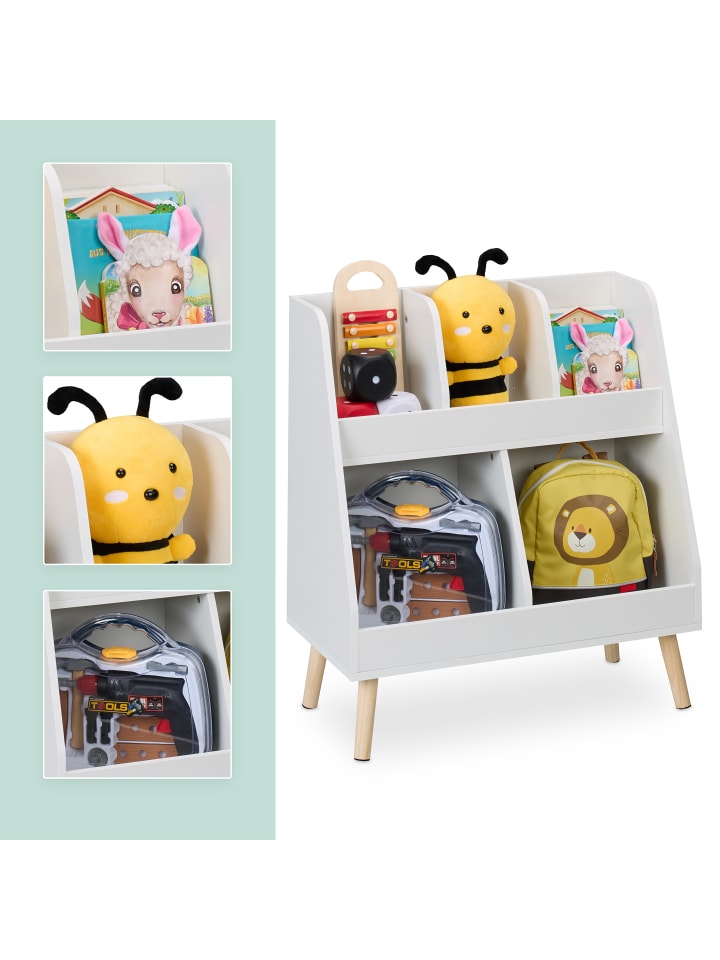 relaxdays Kinderregal in Weiß/ Natur - (B)60 x (H)66 x (T)30 cm günstig kaufen onesize