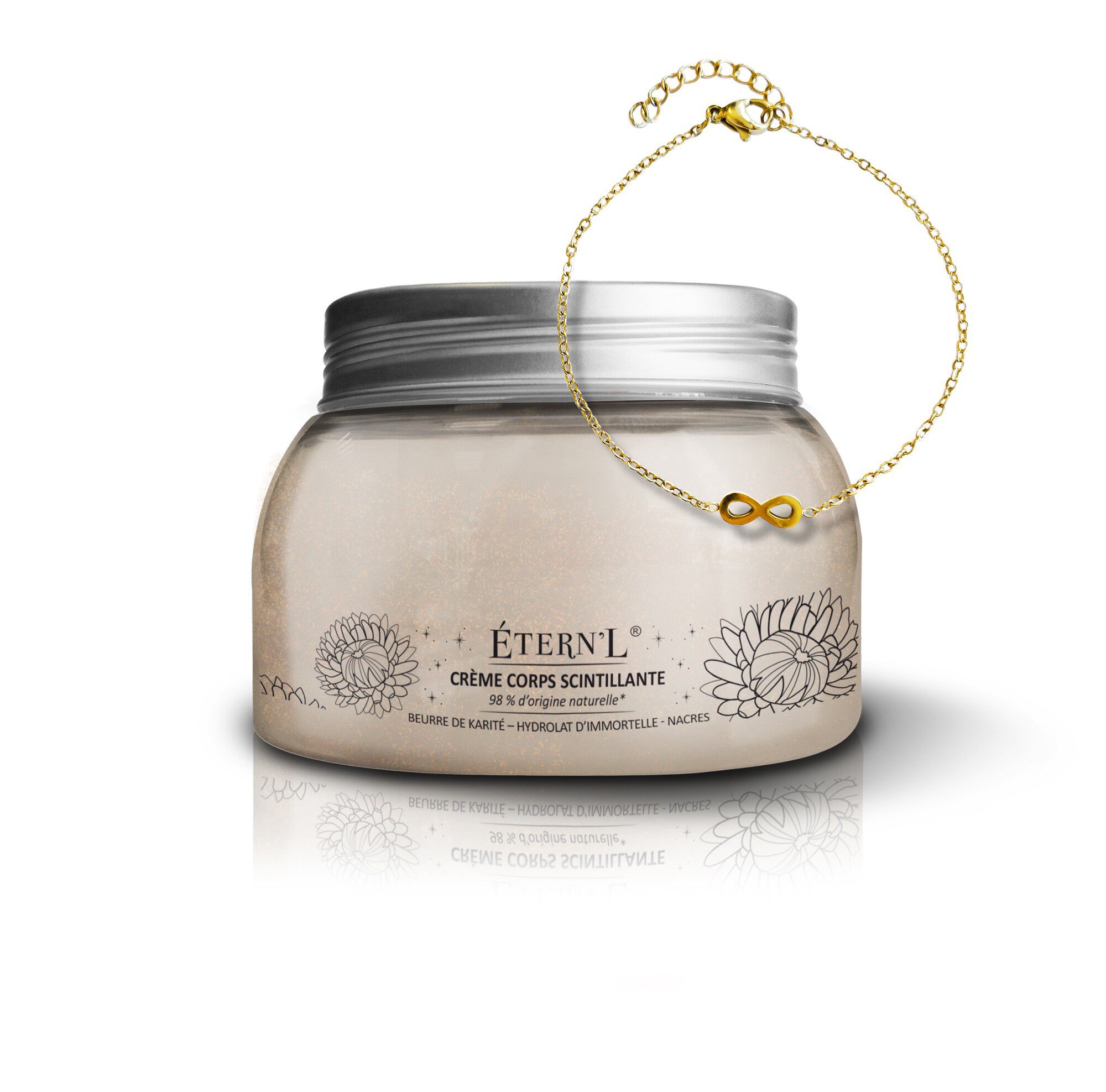 Crème scintillante pour le corps + bijou