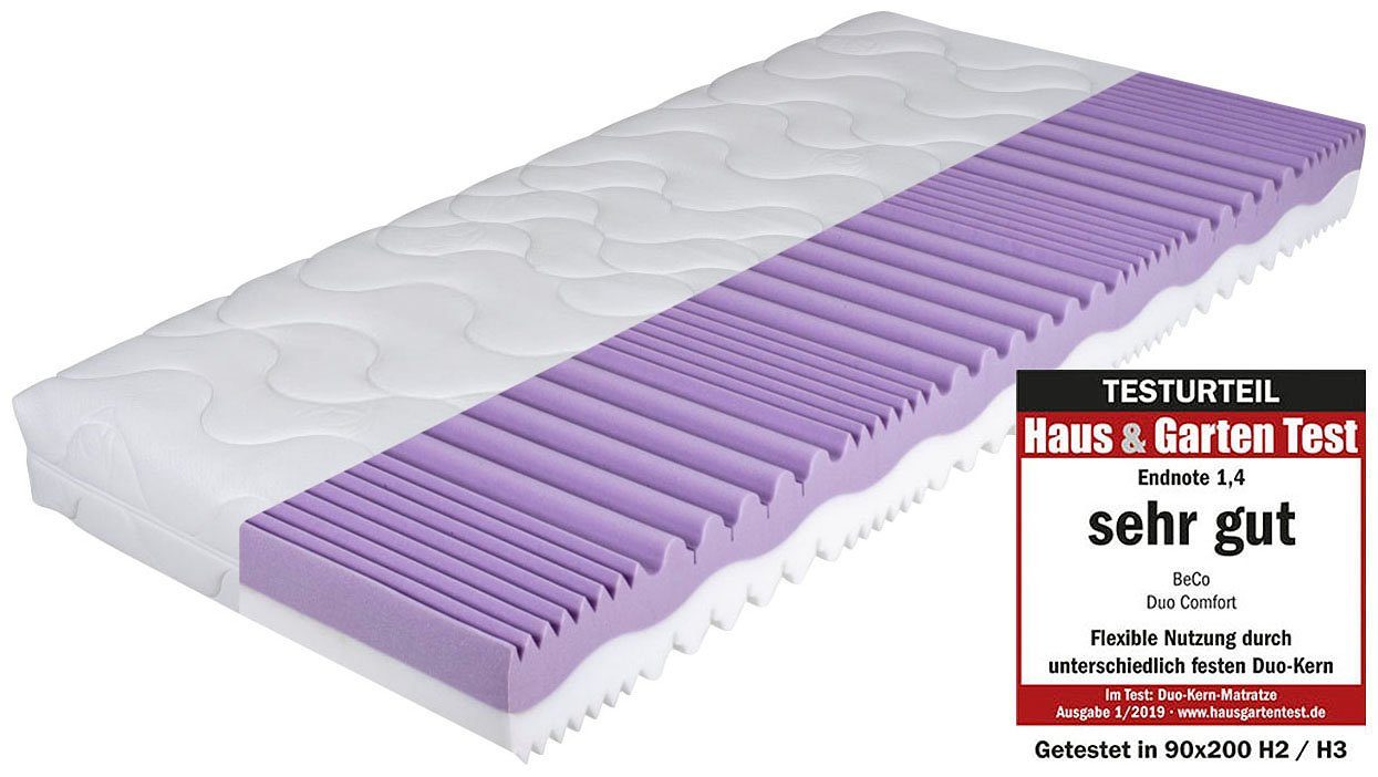 Komfortschaummatratze Duo Comfort 20, Beco, 20 cm hoch, komfortable Matratze in 90x200, 140x200 cm und weiteren Größen