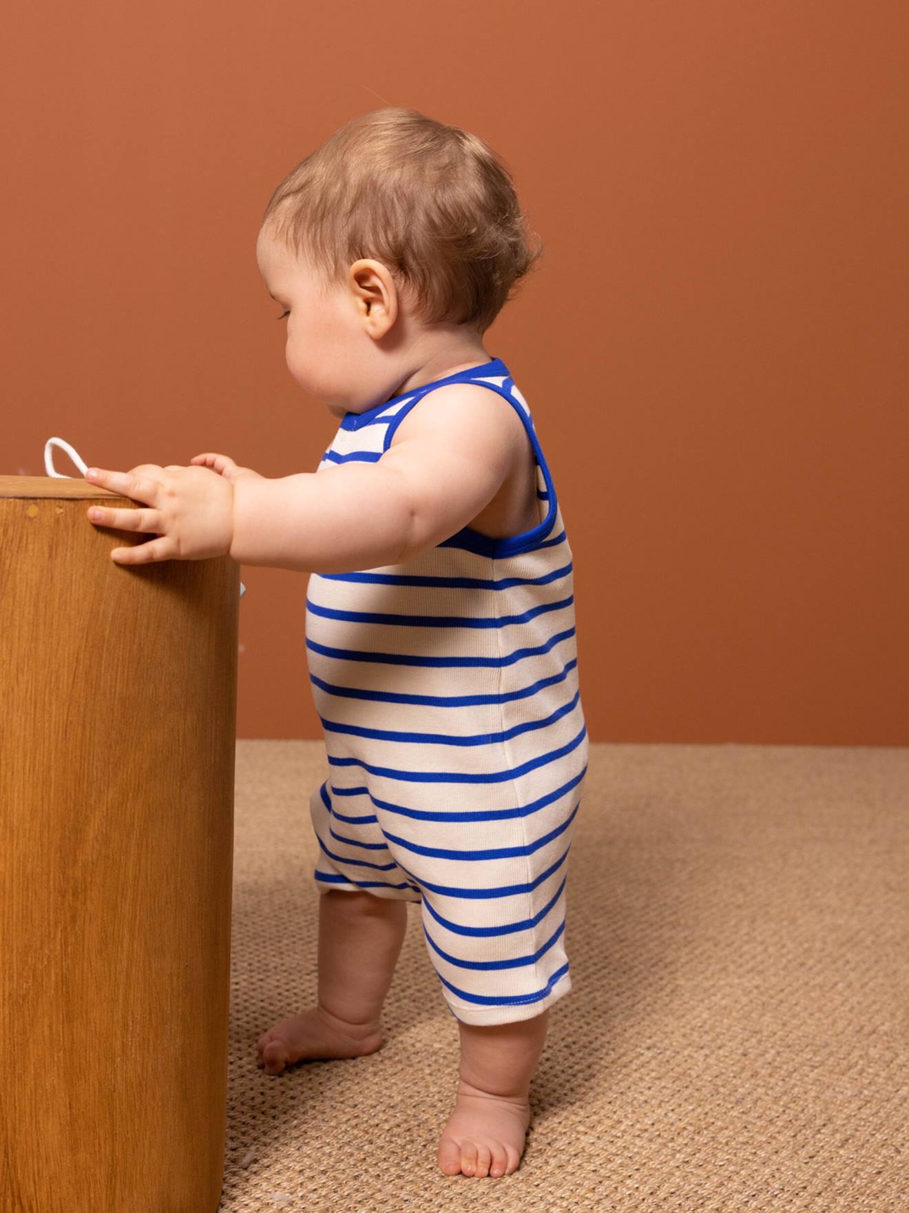 Combinaison courte en coton bio PETIT BATEAU beige