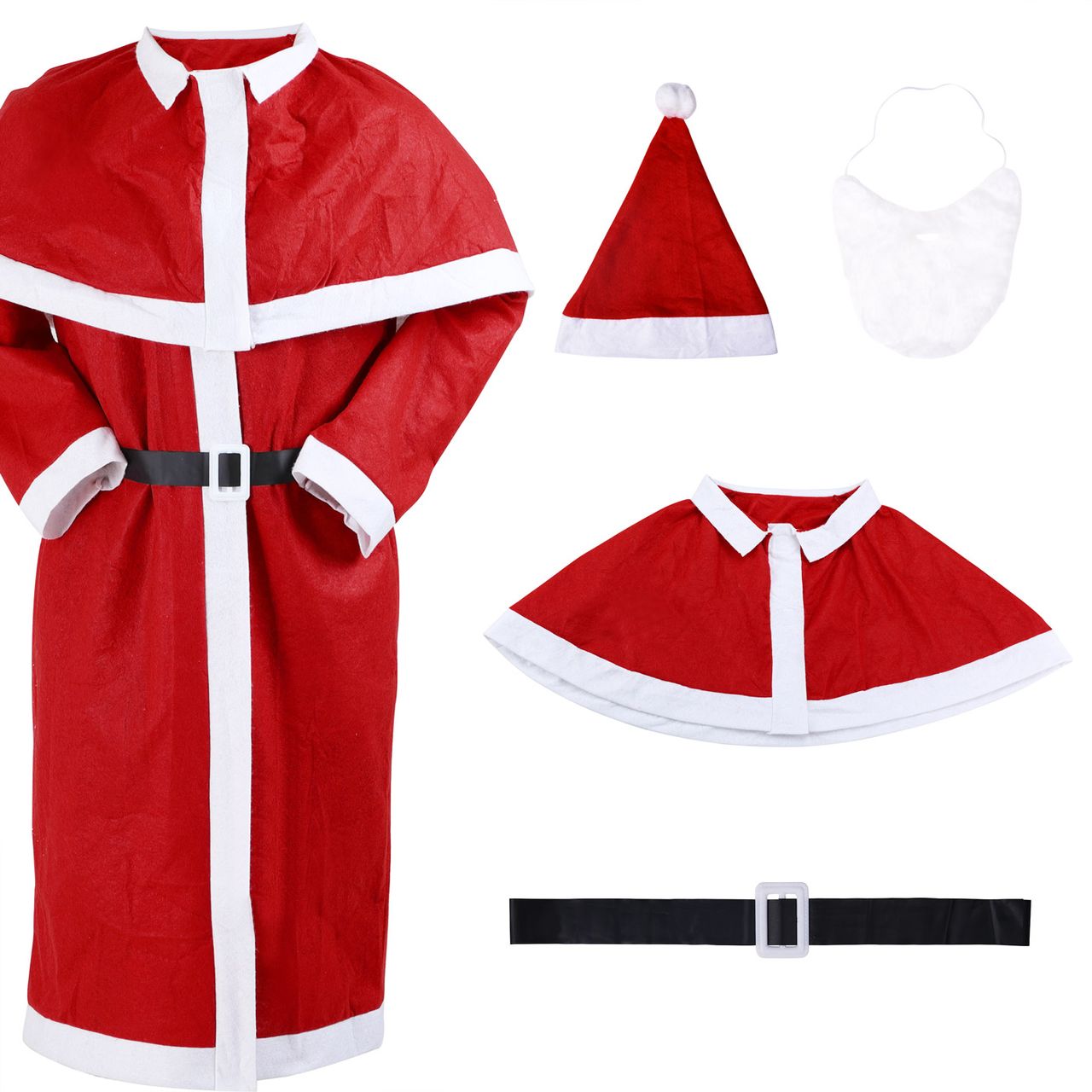 DEUBA Weihnachtsmannkostüm 5-tlg 135cm rot/weiß/schwarz