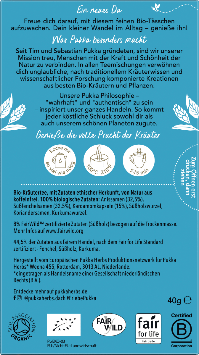 Kräutertee \Feel New\ mit Anis, Fenchel, Kardamom (20 Beutel), 40 g