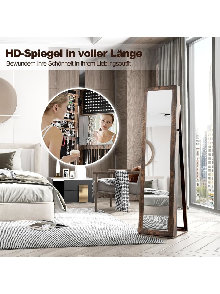 COSTWAY Schmuckschrank abschließbar 157cm in Braun günstig kaufen onesize