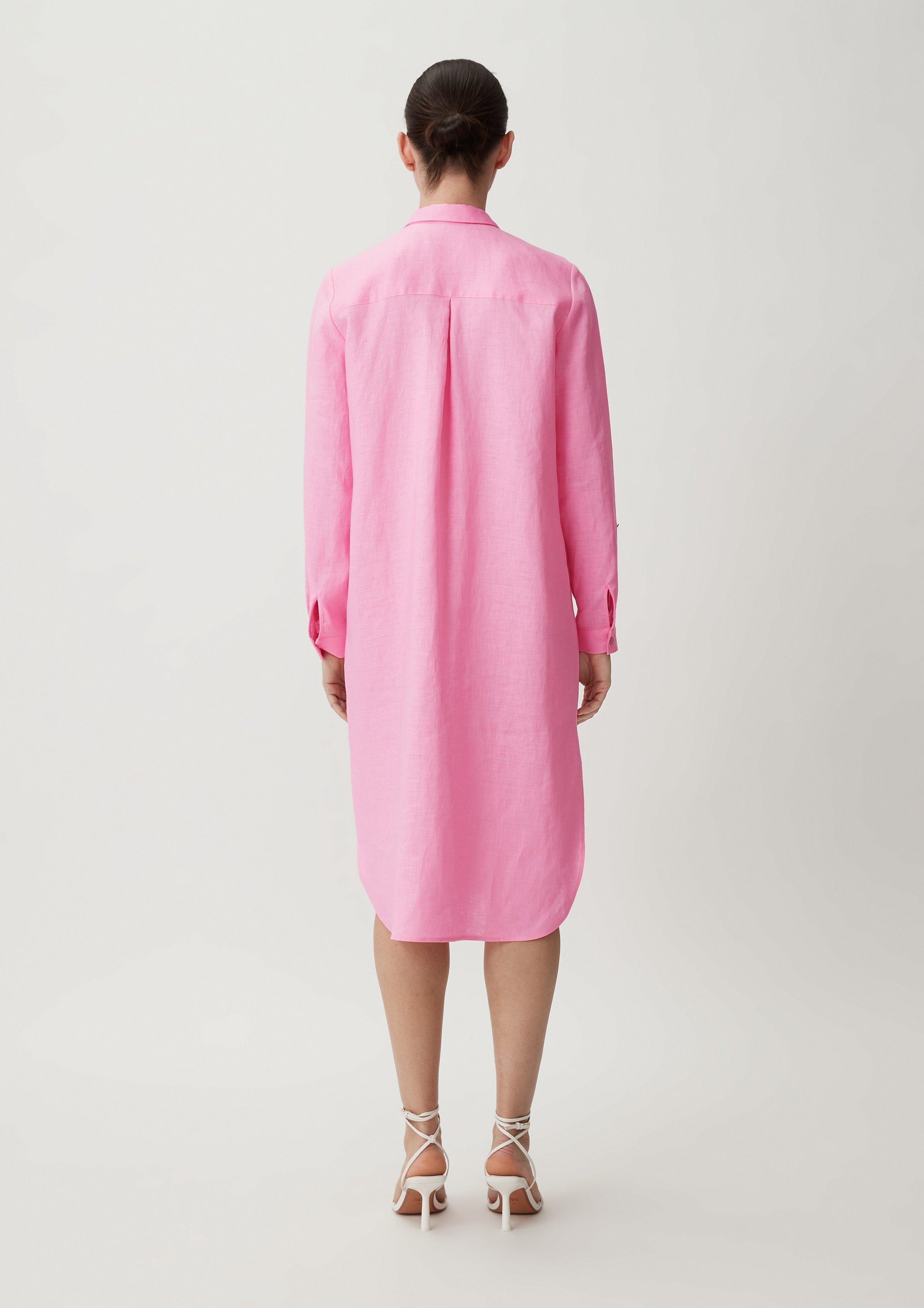 Midi-Kleid aus Leinen - pink