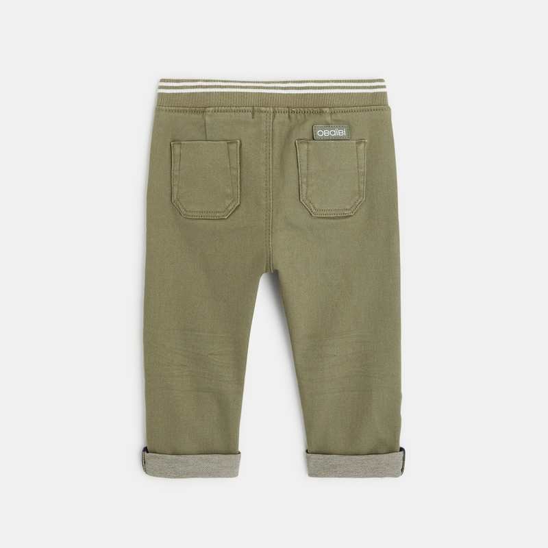 Jean knit-denim taille élastiquée vert bébé garçon