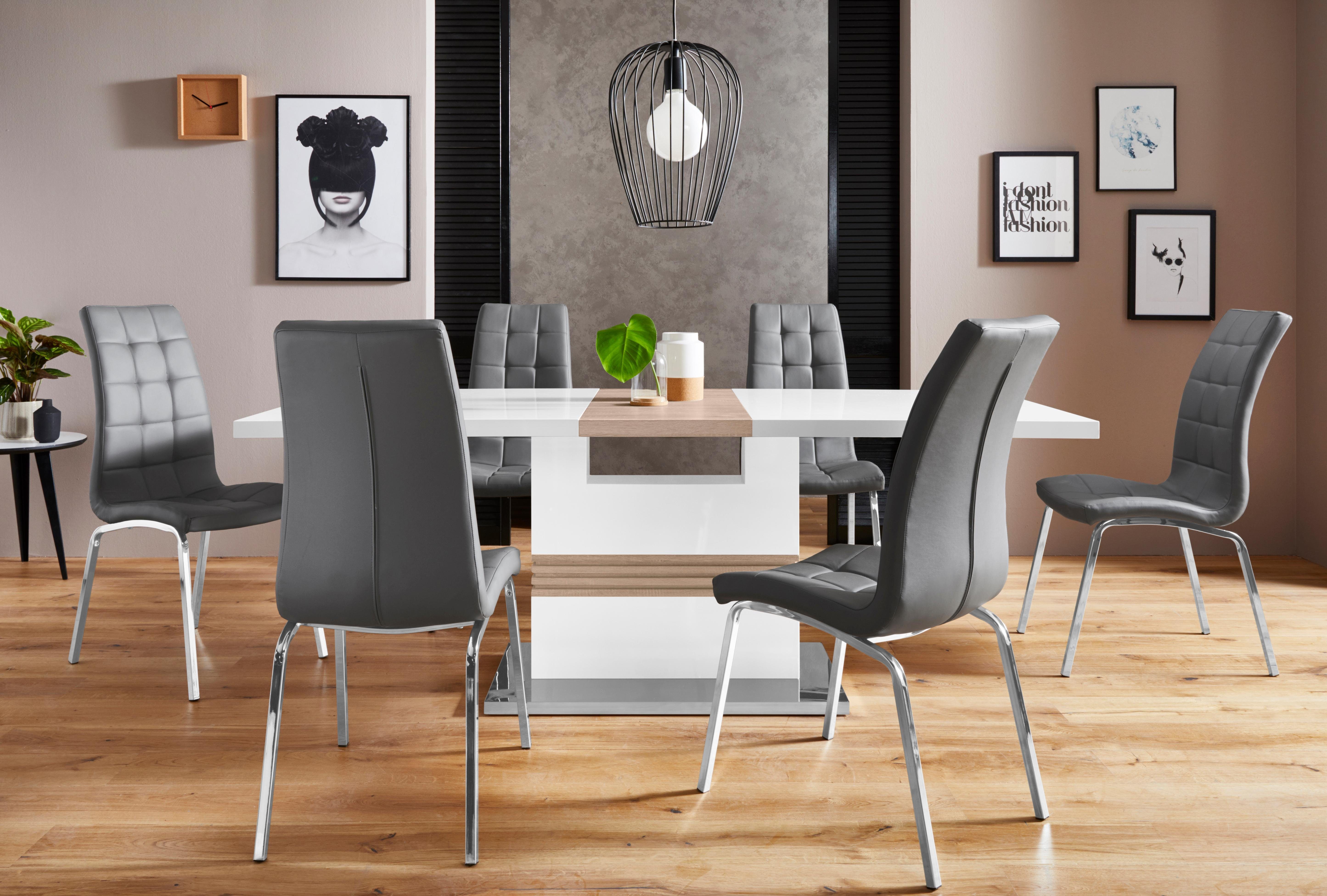 INOSIGN 4-Fußstuhl Lila (Set, 2 St), (2 Stück) Bezug in Kunstleder, verchromtes Metallgestell