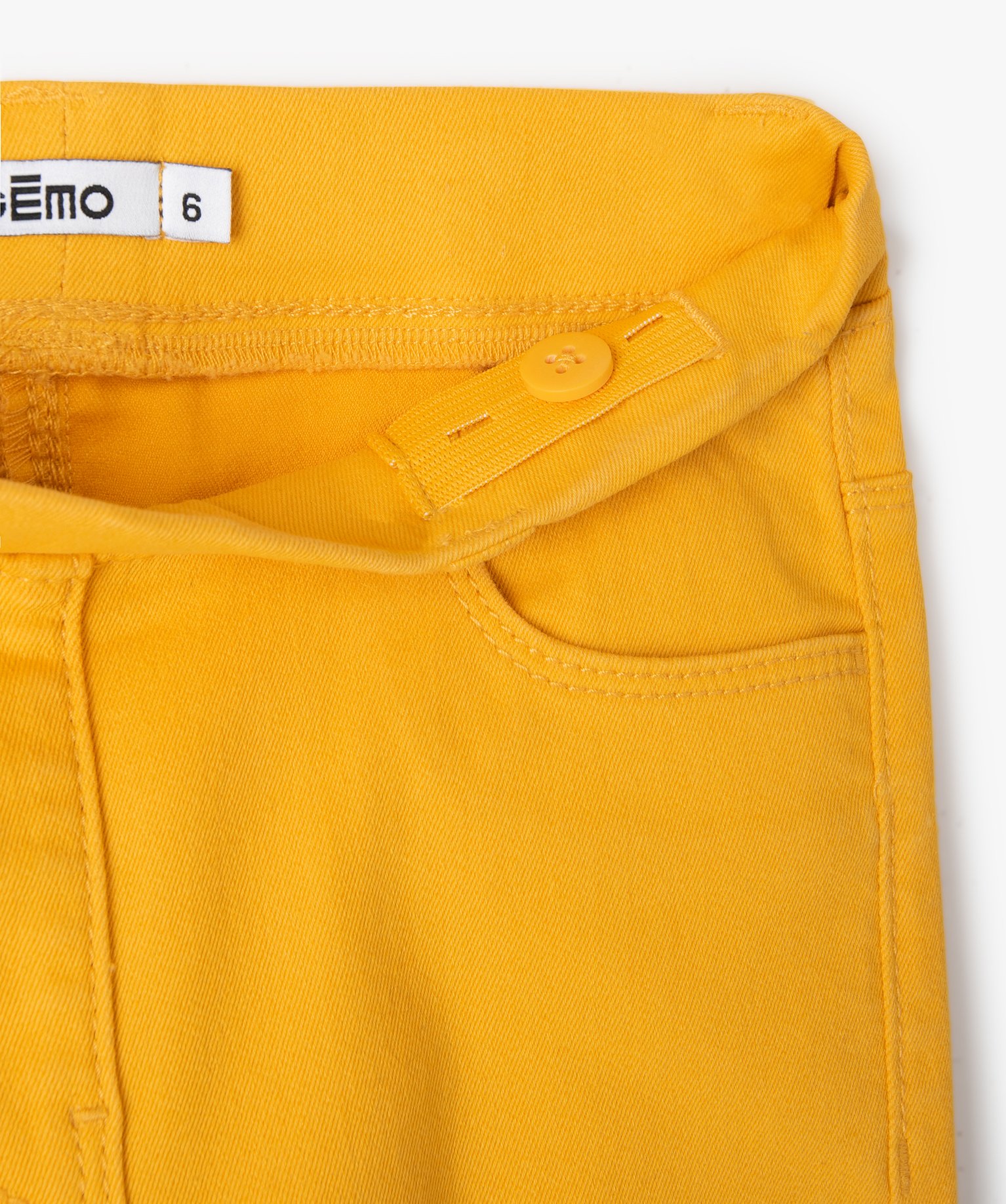 Pantalon skinny uni à taille élastiquée fille jaune | GEMO