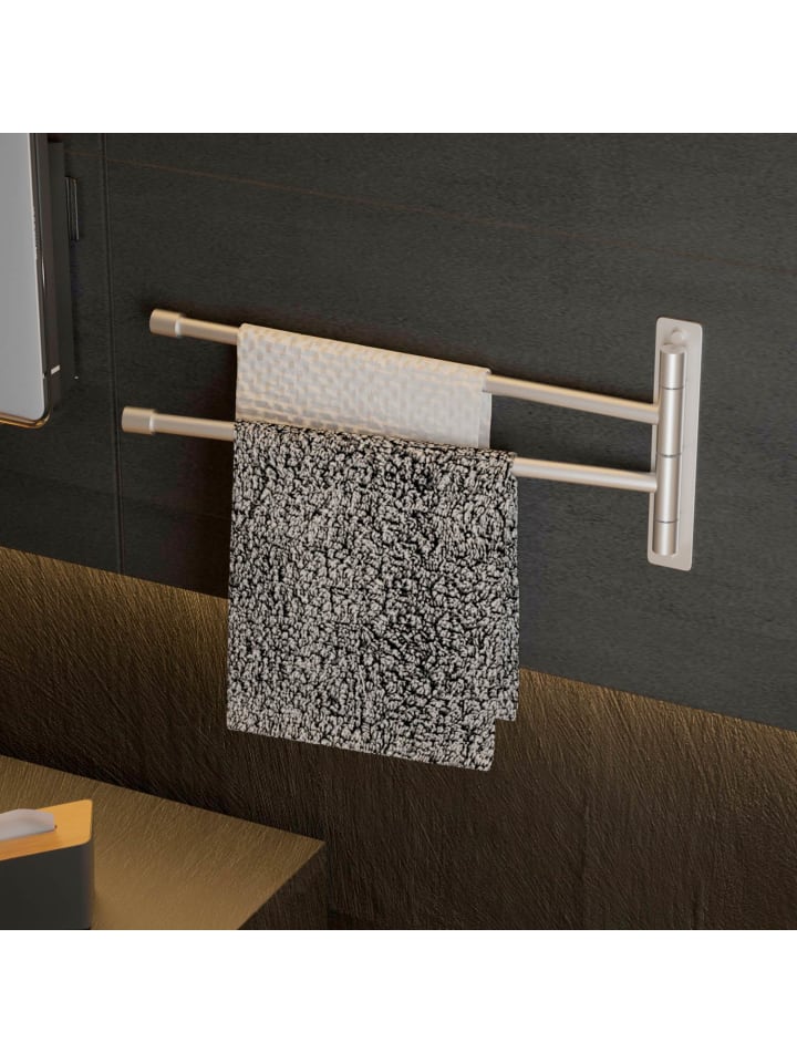 Intirilife Handtuchhalter mit zwei Armen in Silber günstig kaufen onesize