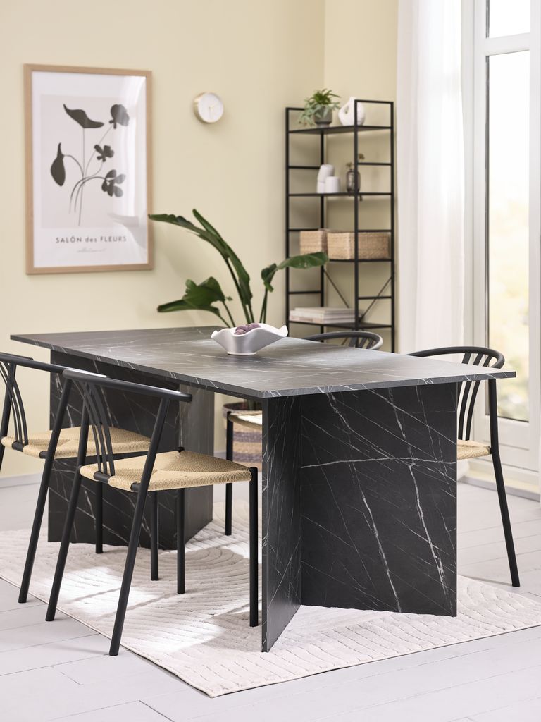 KRONDAL JYDERUP KRONDAL L180 mesa imitação mármore 4 Cadeira JYDERUP preto/natural