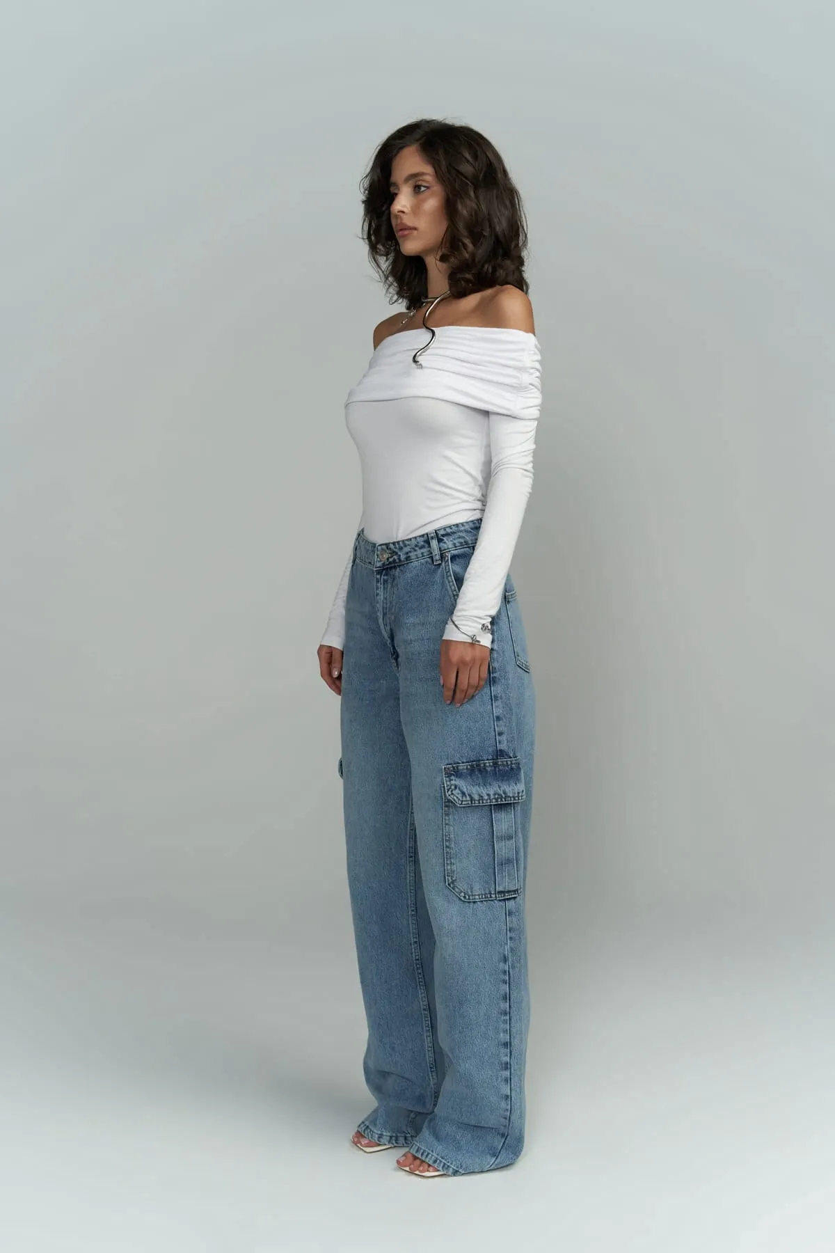MAİ COLLECTİON  Montes – Blaue Cargo-Jeanshose