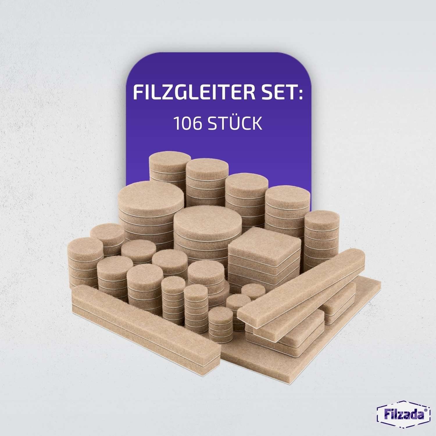 Filzada Filzgleiter Filzgleiter 106 St Selbstklebend Set Möbelgleiter Filz Rund Eckig