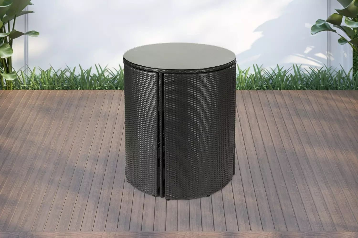 PureHaven Gartenbar-Set Bar-Set 100x110 cm wetterbeständiges Polyrattan, (5-tlg)