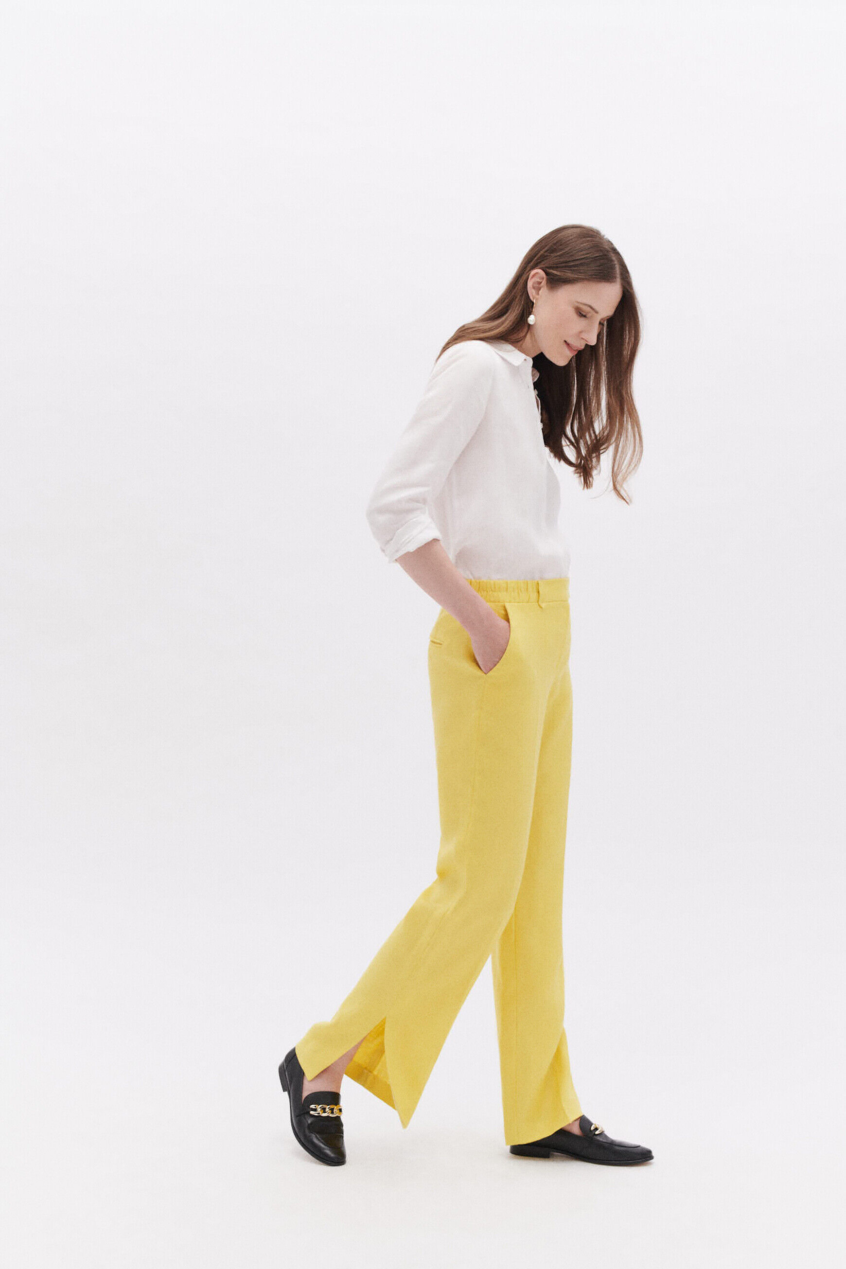 Pantalon pflavian jaune femme