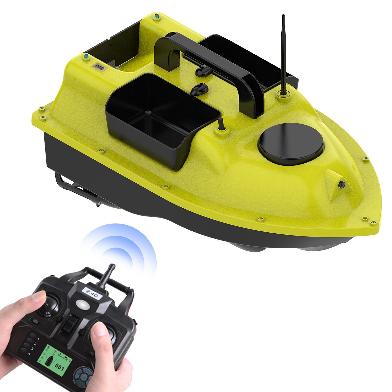 Tidyard RC-Boot GPS Fischerköderboot mit 3 Köderbehältern 400-500M Fernreichweite