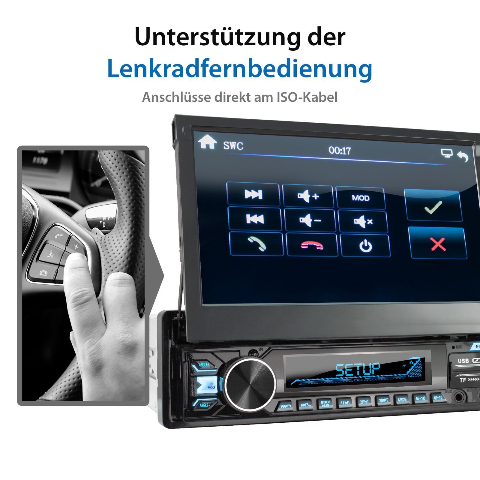XOMAX XM-V780 Autoradio mit DAB+ plus, 7 Zoll Bildschirm, Bluetooth, 1 DIN Autoradio