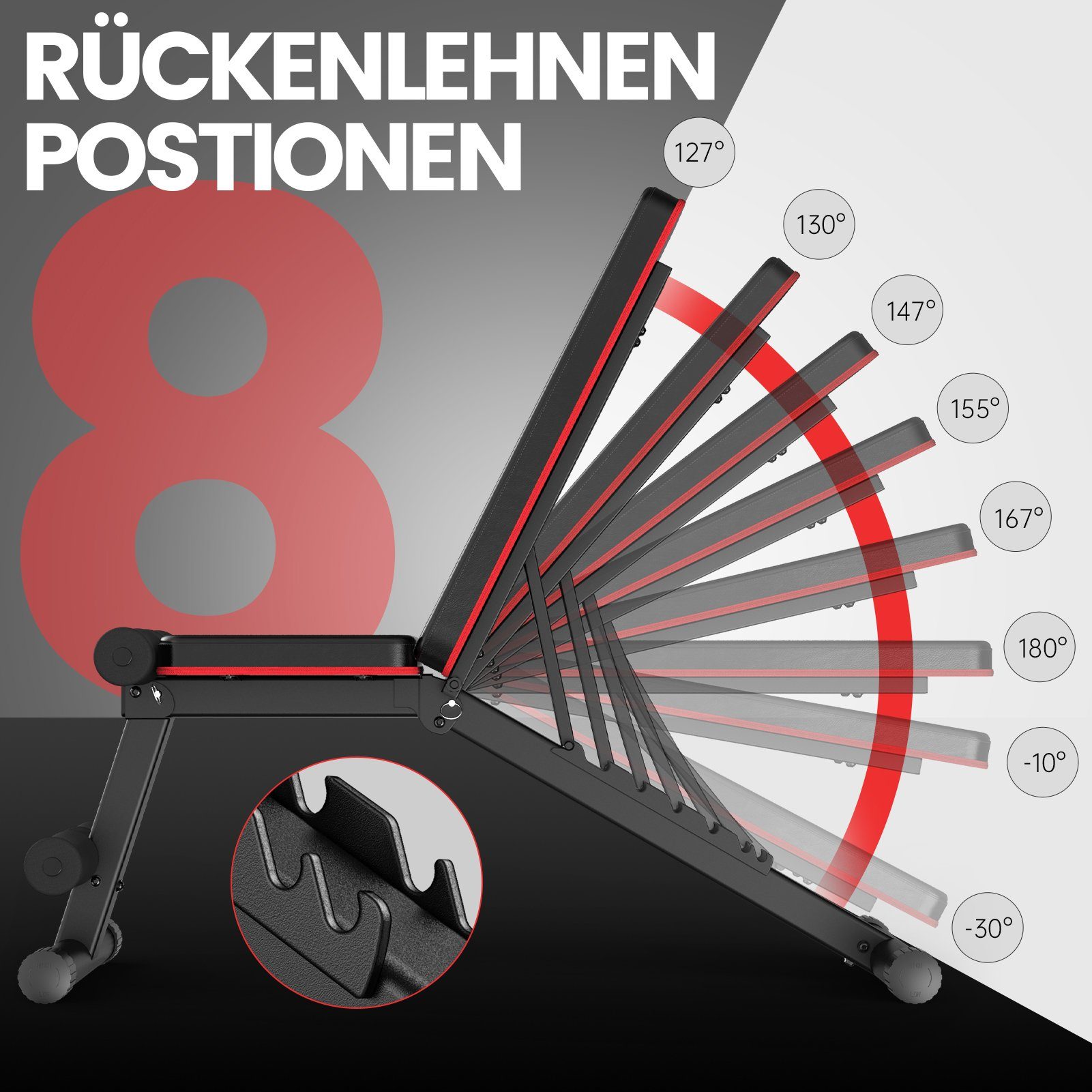 PASYOU Hantelbank PA300 Verstellbare Hantelbank, (Klappbare Multifunktionale Hantelbank), 7 in 1 Fitnessbank für zu Hause oder im Fitnessstudio