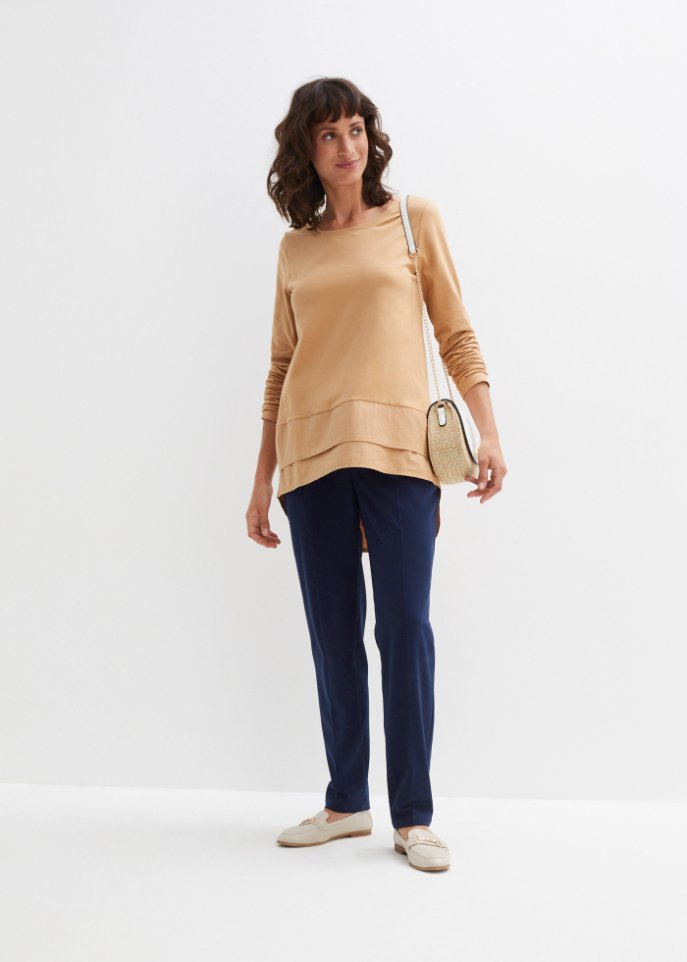 Longshirt mit Bluseneinsatz