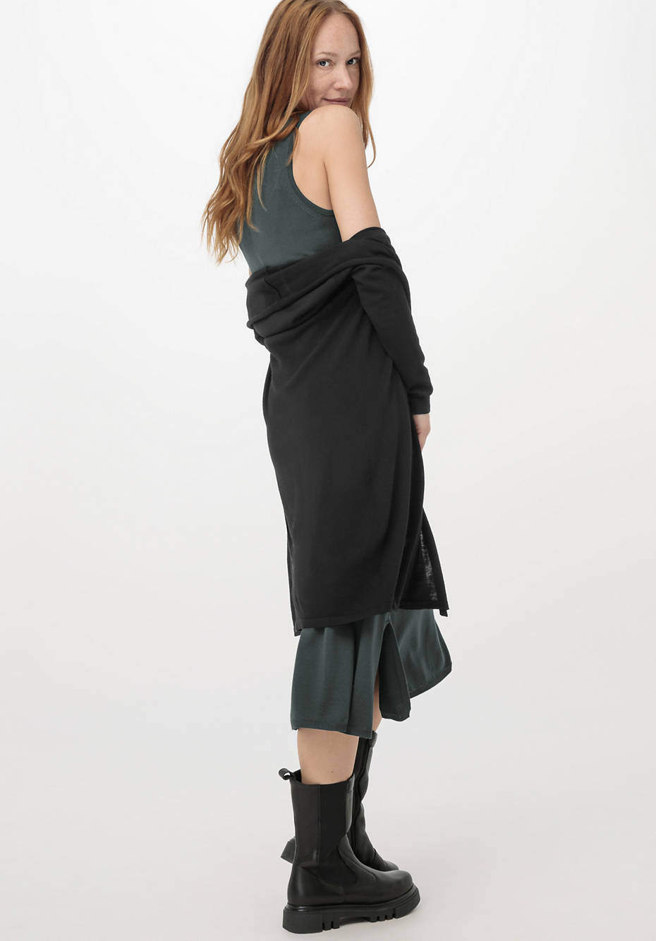 Long Strickjacke aus reiner Bio-Merinowolle
