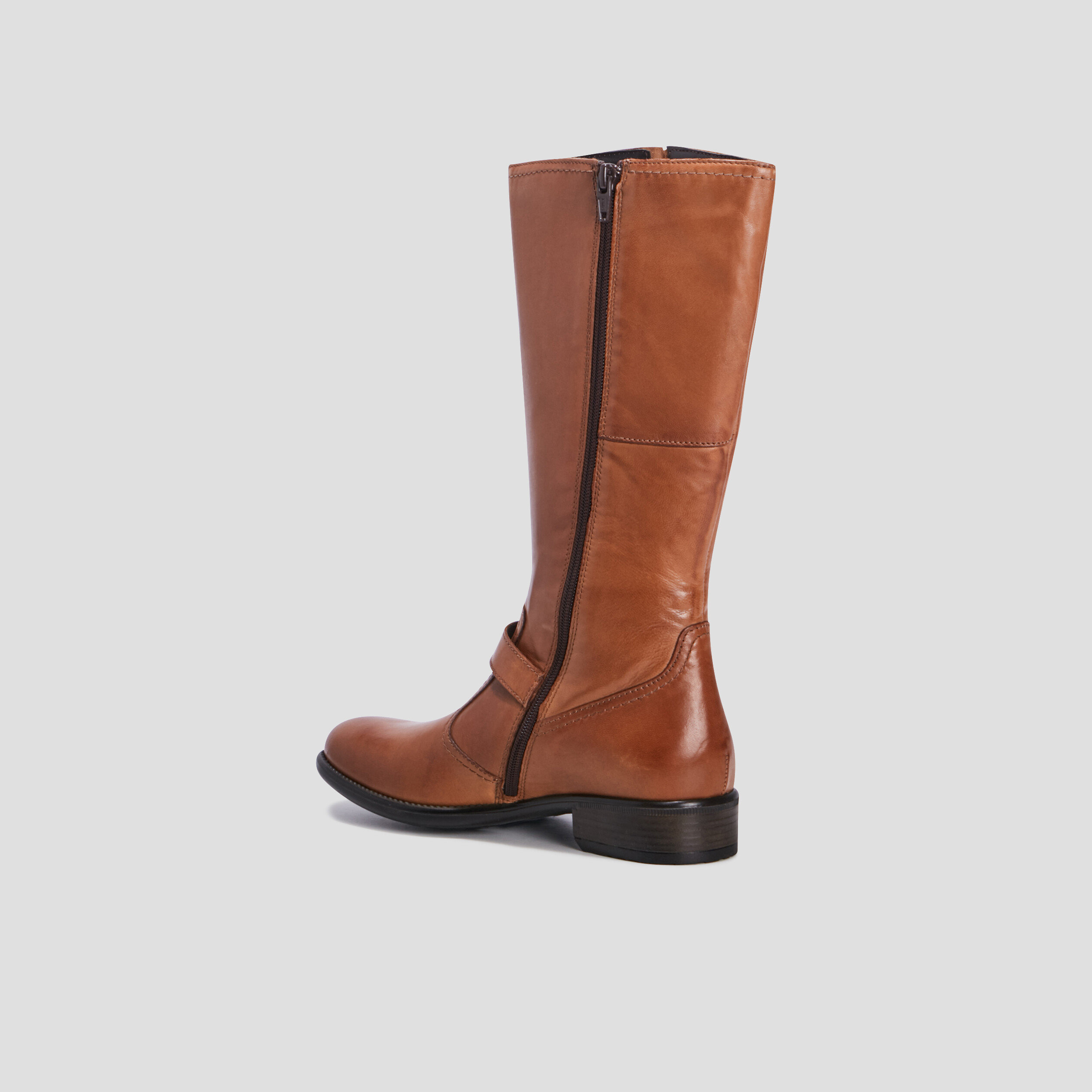 Bottes cavalières zippées en cuir camel fille | La Halle