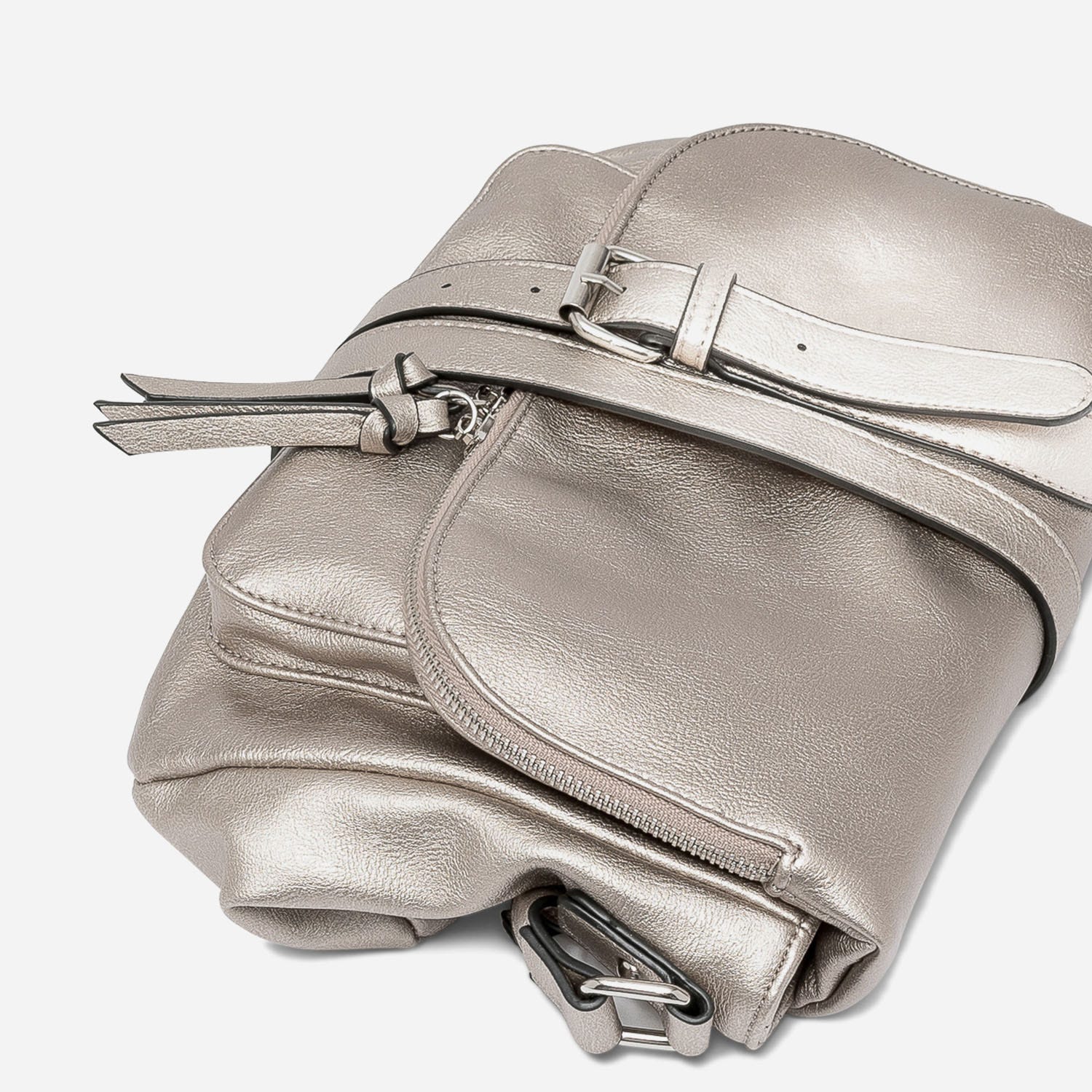 Sac besace taupe nacré avec rabat zippé