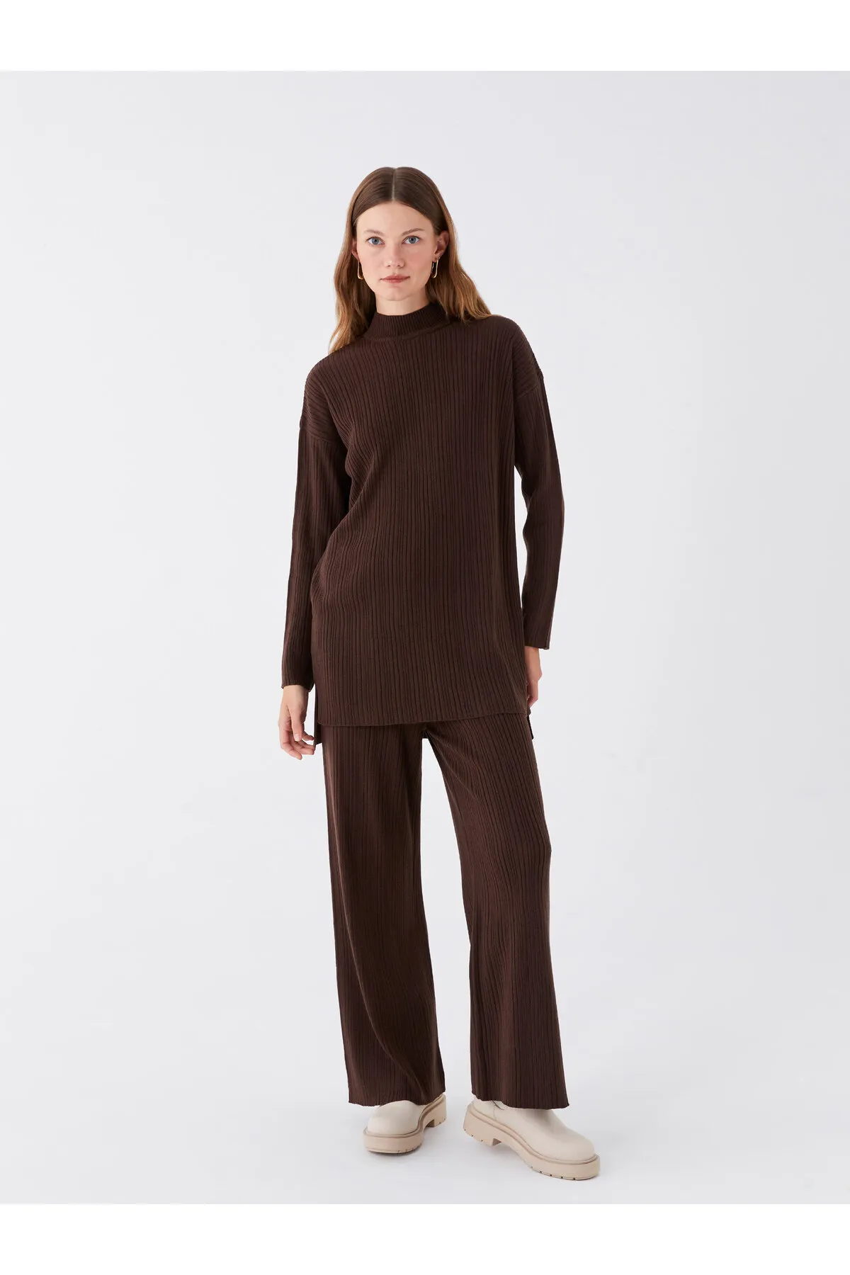 LC Waikiki  Einfarbige Strickhose für Damen mit elastischem Bund