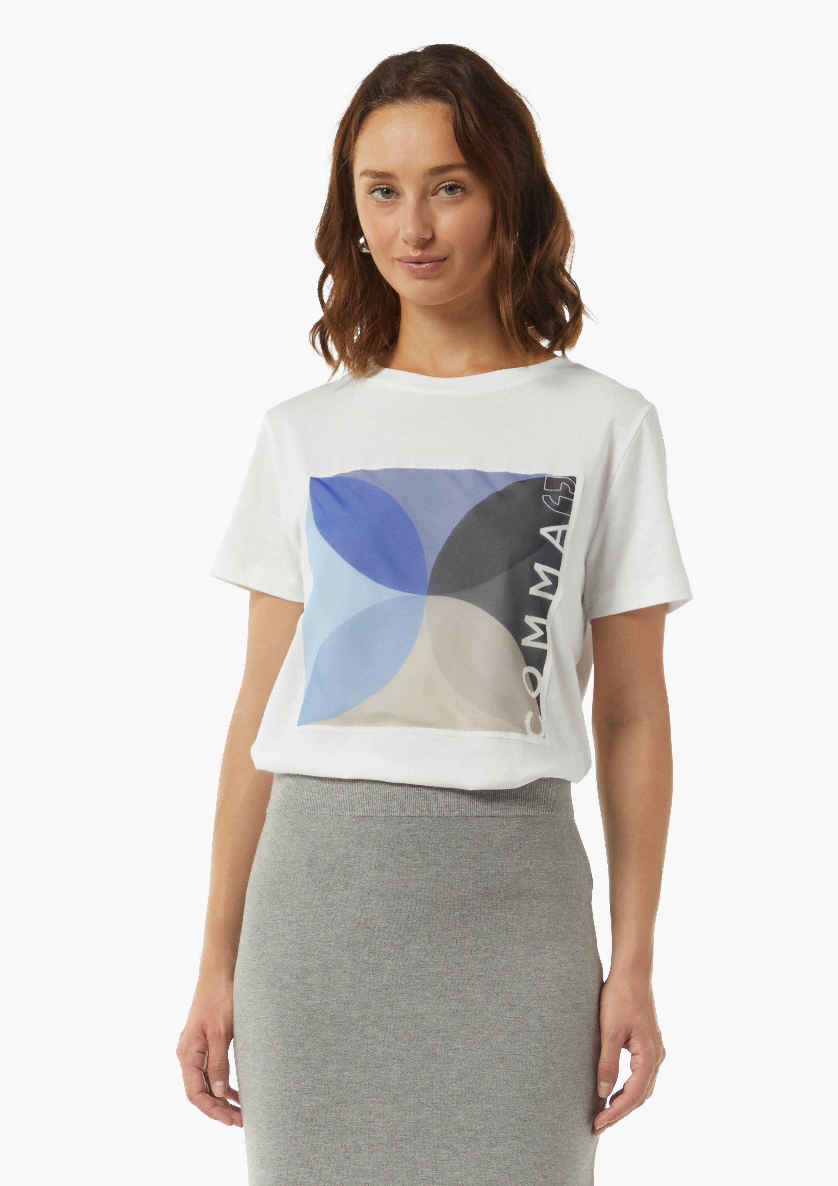 Modisches T-Shirt mit Frontprint - weiß